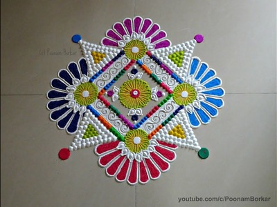 Beautiful and innovative multicolored rangoli for Navratri | Easy rangoli designs by Poonam Borkar