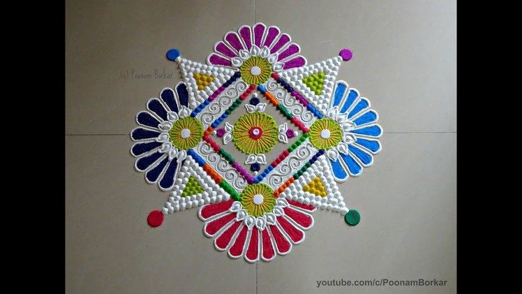 Beautiful and innovative multicolored rangoli for Navratri | Easy rangoli designs by Poonam Borkar