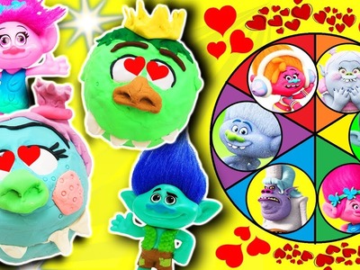 Bridget & King Gristle Play-Doh Drill N Fill Heads Play Trolls Spin The Wheel Game! Learn Colors!