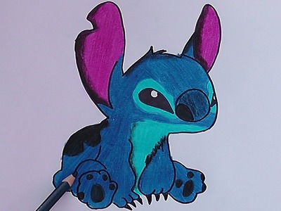 Como dibujar y pintar a Stitch (Lilo y Stitch) - How to draw and paint Stitch