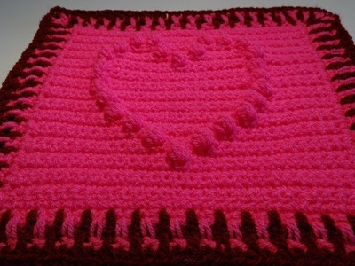 Crochet Square Bobble Heart