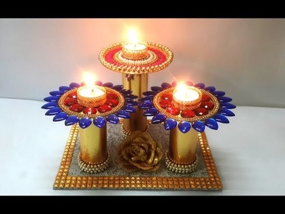 DIY Christmas Candle Holder Making from Recycling Things | Best Out Of Waste | Diwali Diya Stand