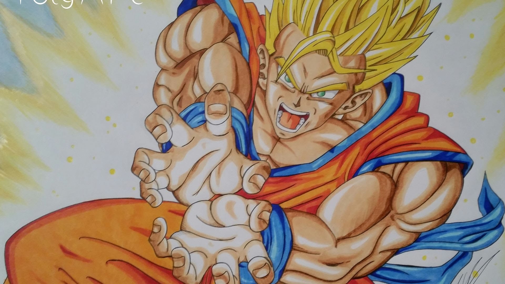 Drawing Adult Gohan Ssj2 Kamehameha Dragon Ball Z 