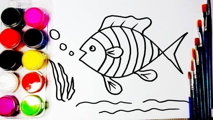 Drawing for Kids | How to Draw Fish & Painting | Learn Colors with Water Colors
