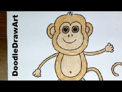 Drawing: How To a Baby Monkey Step by Step!  Easy