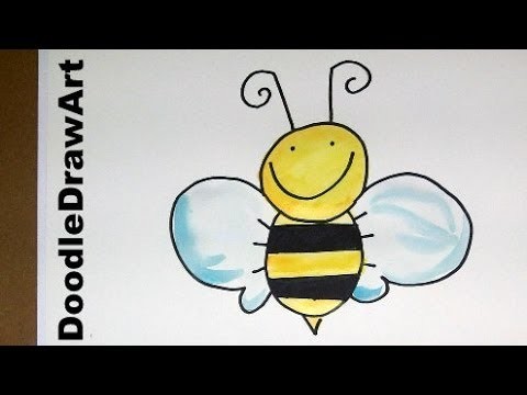 Drawing: How To Draw an Easy Cartoon Bee - step by step easy for kids and beginners