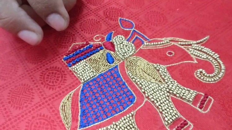 Elephant design embroidery for blouse