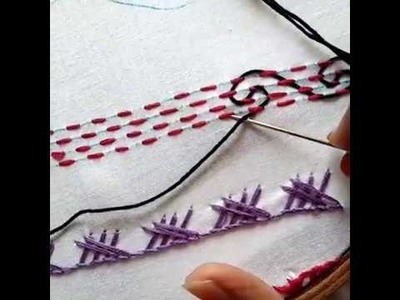 HAND EMBROIDERY BORDER STITCH PATTERN (PART 2) BY EASY LEARNING ATIB