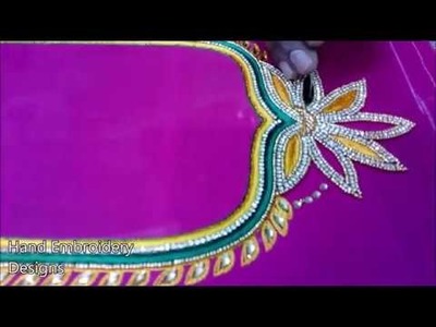 Hand embroidery designs for beginners | simple maggam work blouse designs | hand embroidery designs