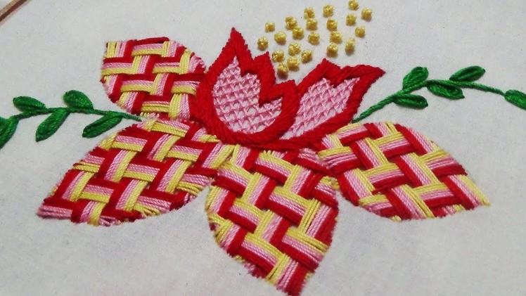 Hand Embroidery: Fantasy Flower.Checkered Stitch