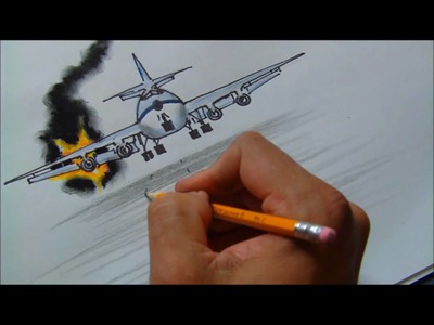 How to Draw a Burning Plane. (HD) NELSON HARRINSSON