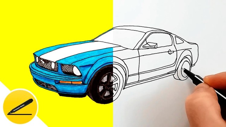 How to Draw a Car - Ford Mustang GT - step by step ★