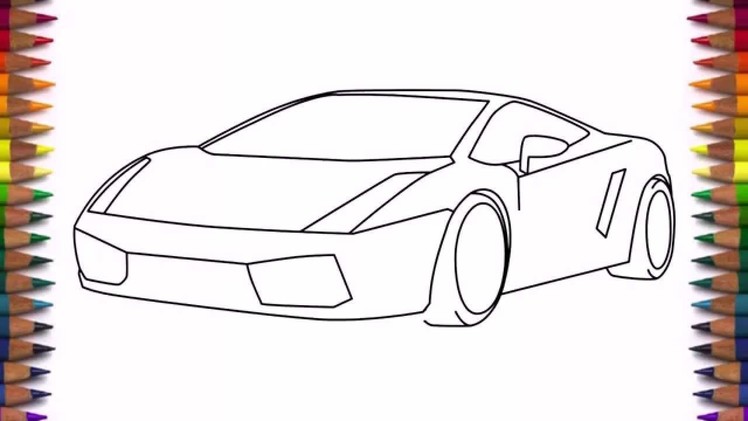 How to draw a car Lamborghini Gallardo easy step by step for kids and beginners