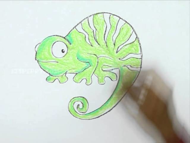 How to Draw a Cartoon Chameleon