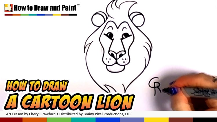 How to Draw a Cartoon Lion Step by Step -  Art for Kids - Easy Cartoon Lion Head CC