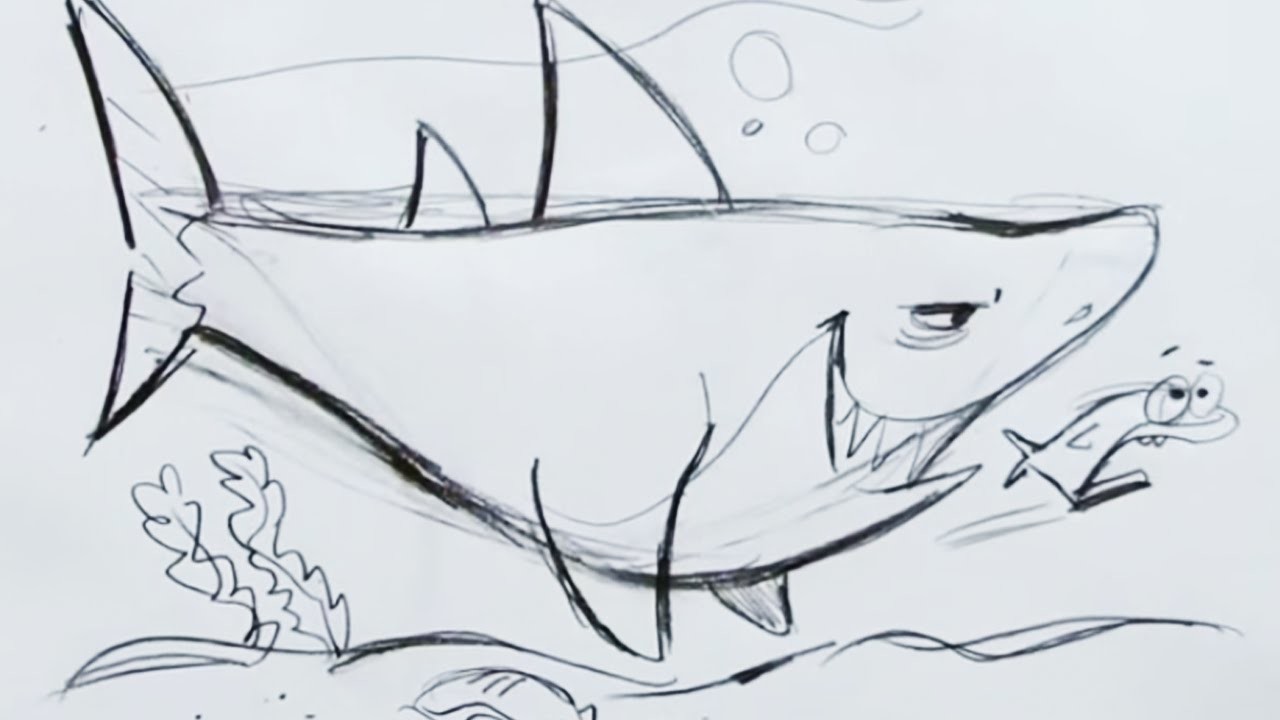 cartoon to how draw shark (Step Draw Cartoon to a Step) Shark by How