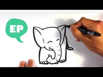 How to Draw a Cute Elephant - Easy Pictures to Draw
