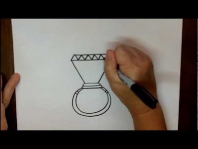 How to Draw a Diamond Ring Step by Step Cartoon Beginning Drawing Tutorial