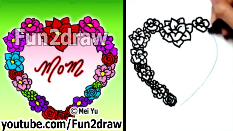 How to Draw a Heart - Rose & Flower Heart of Love - Fun Things to Draw - Fun2draw