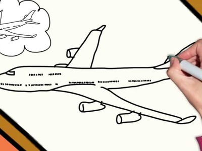 How to draw a plane [airplane] boeing 747 step by step - Easy drawing for kids