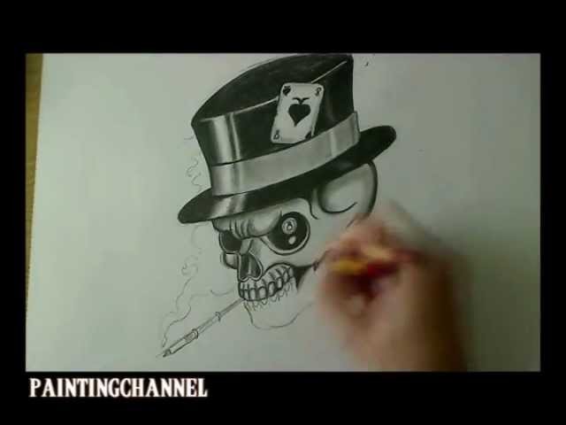 How to draw a Skull - Tattoo Design