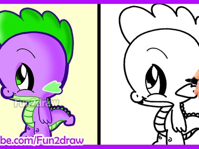 How to Draw a Super Cute Spike - My Little Pony - Fun2draw