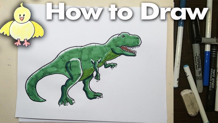 How to draw a T-Rex Dinosaur Step by Step