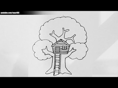 How to draw a tree house