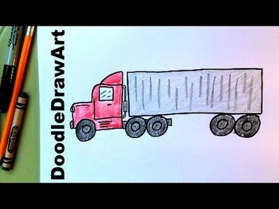 How To Draw An 18- Wheeler Transport Truck - Easy Drawing Lesson for Kids! [Semi-Truck] HD