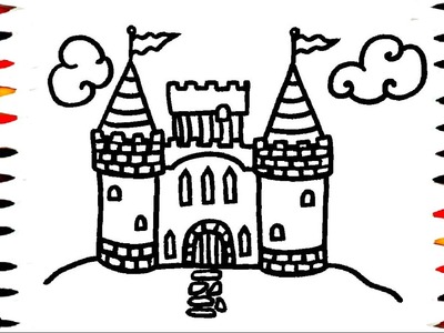 How To Draw and Color Castle l Kids Drawing Simple Castle Coloring Pages Videos For Kids