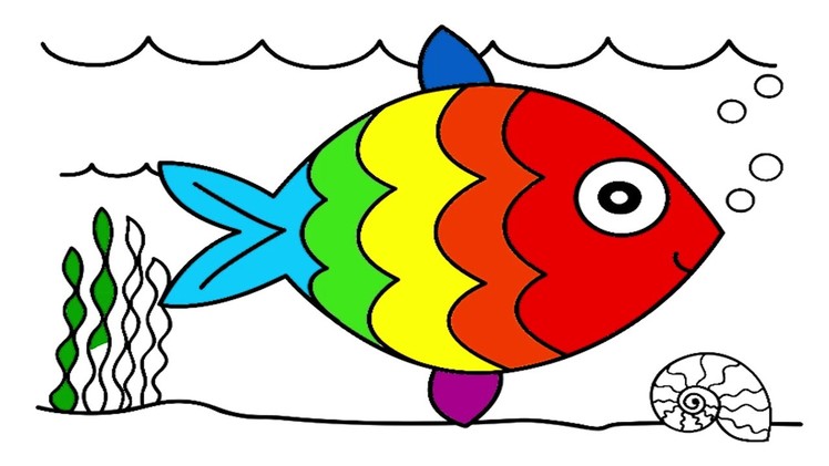 How to draw and coloring fish - art for kids
