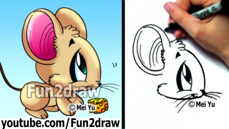 How to Draw Animals - How to Draw a Mouse - Cute Drawings - Fun2draw
