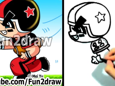 How to Draw Cartoon People - Football Player - Draw People - Fun2draw