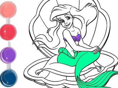 How to Draw & Color Ariel The Little Mermaid | Coloring Pages Learning Tutorial | Kids Learn Colors