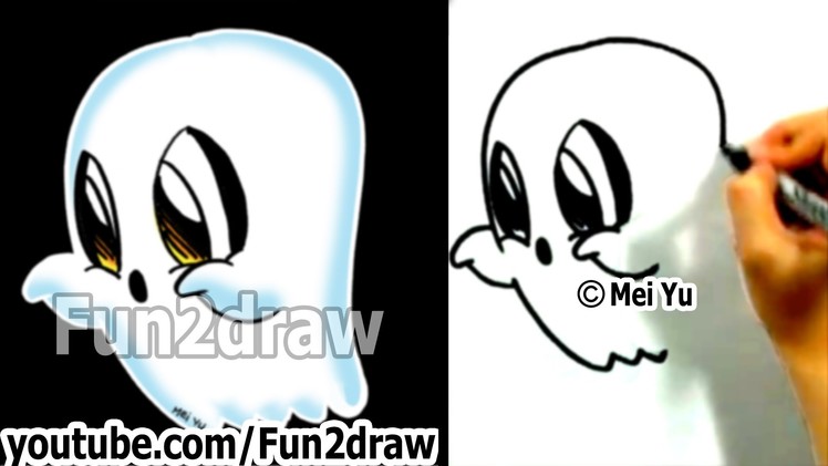 How to Draw Easy Things - Learn to Draw a Cartoon Ghost Halloween - Fun2draw Art lessons for kids