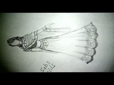 How to draw Indian wedding dress.fashion Illustration lehanga Design