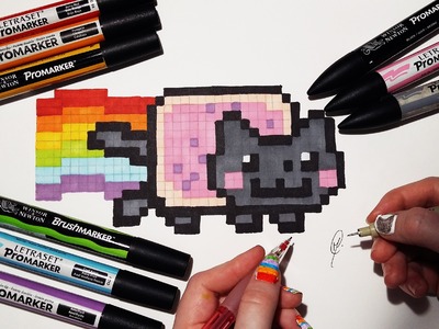 How to draw Nyan Cat - Easy Pixel Art