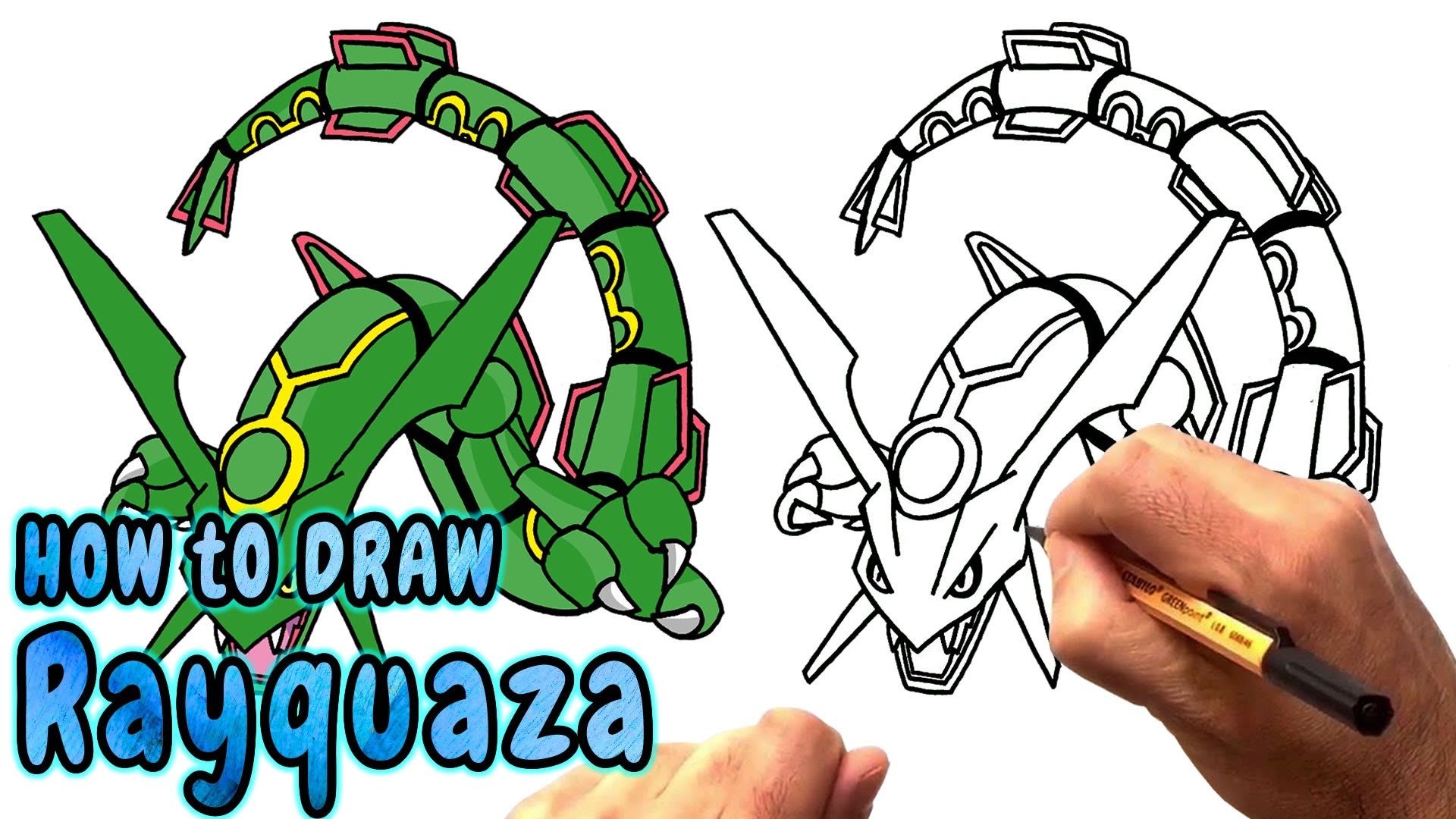 How to Draw Rayquaza from Pokemon (NARRATED)