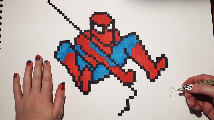 How to Draw Spiderman - Easy Drawing (Pixel Art)