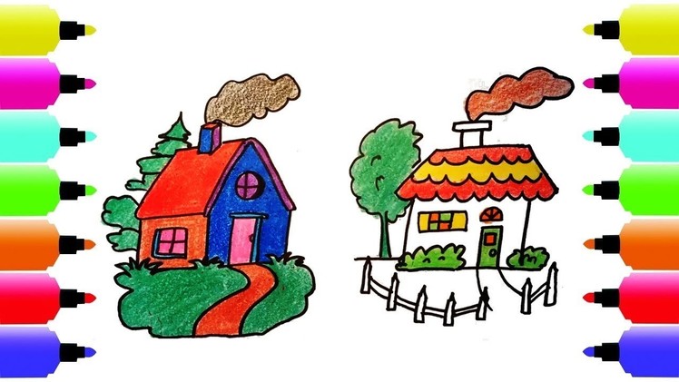 How to Draw the house, Coloring Pages for Kids | Nursery Rhymes, Art Colors for Kids