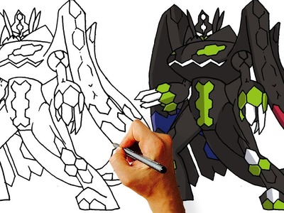 How to Draw Zygarde 100. Perfect form (Pokemon) Step by Step Art Lesson