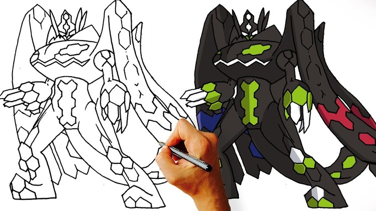 How to Draw Zygarde 100. Perfect form (Pokemon) Step by Step Art Lesson