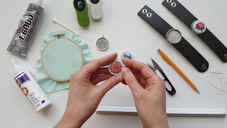 How to Make Embroidered Jewelry using Silver Bezels