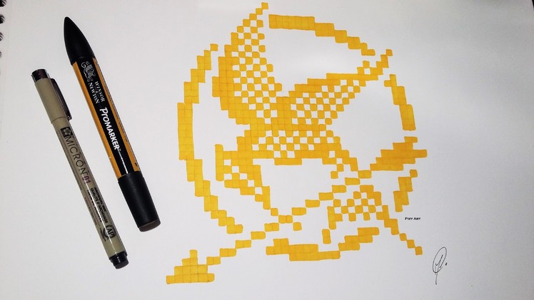 Hunger Games Mocking Jay Drawing - Pixel Art