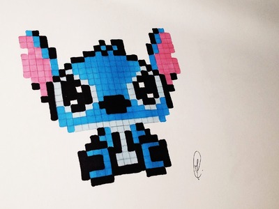Kawaii Baby Stitch Pixel Art - Speed Drawing