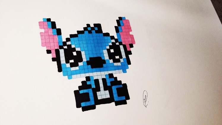 Kawaii Baby Stitch Pixel Art - Speed Drawing
