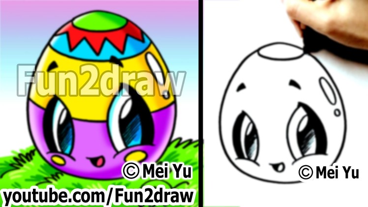 Kawaii - Easy Cute Things to Draw for Beginners - Easter Egg - Fun Things to Draw - Fun2draw