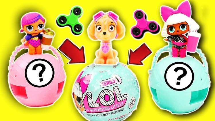 L.O.L. Surprise Dolls & Paw Patrol Skye Fidget Spinner Game! Learn Colors & Numbers!