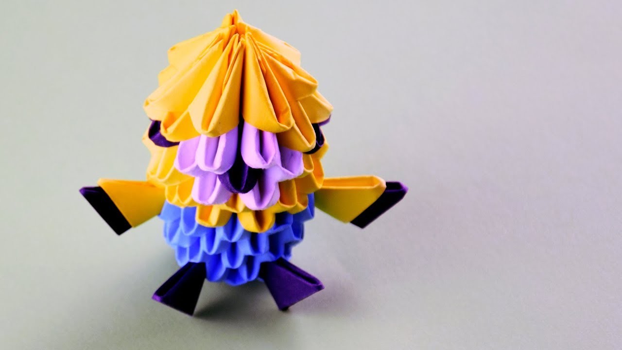 Minion of paper Assembly 3D origami Tutorial for beginners