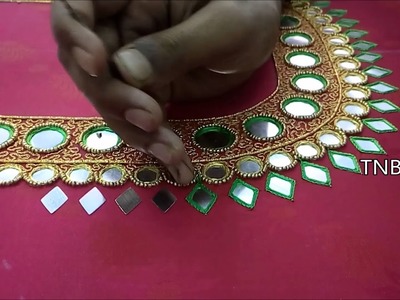 Mirror work blouses for pattu sarees | basic embroidery stitches tutorial for beginners,maggam work